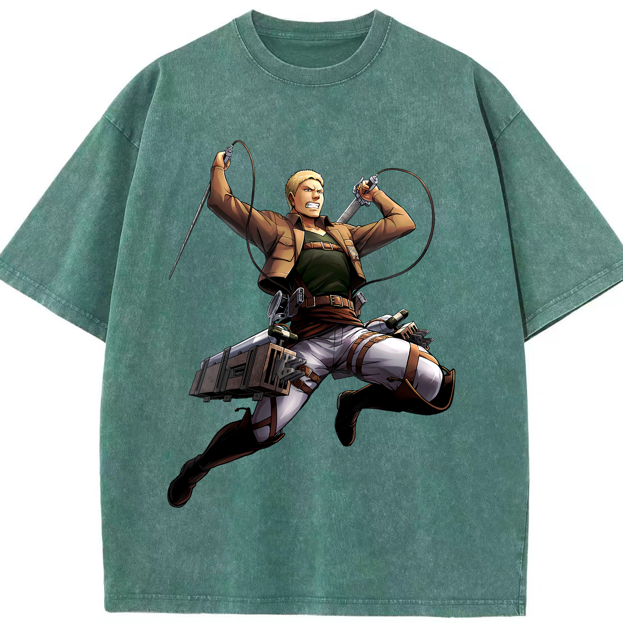 （画像用） 進撃の巨人 ライナー・ブラウン Attack on Titan Reiner Braun 綿100% ヴィンテージ風 半袖Tシャツ（フロントプリント）